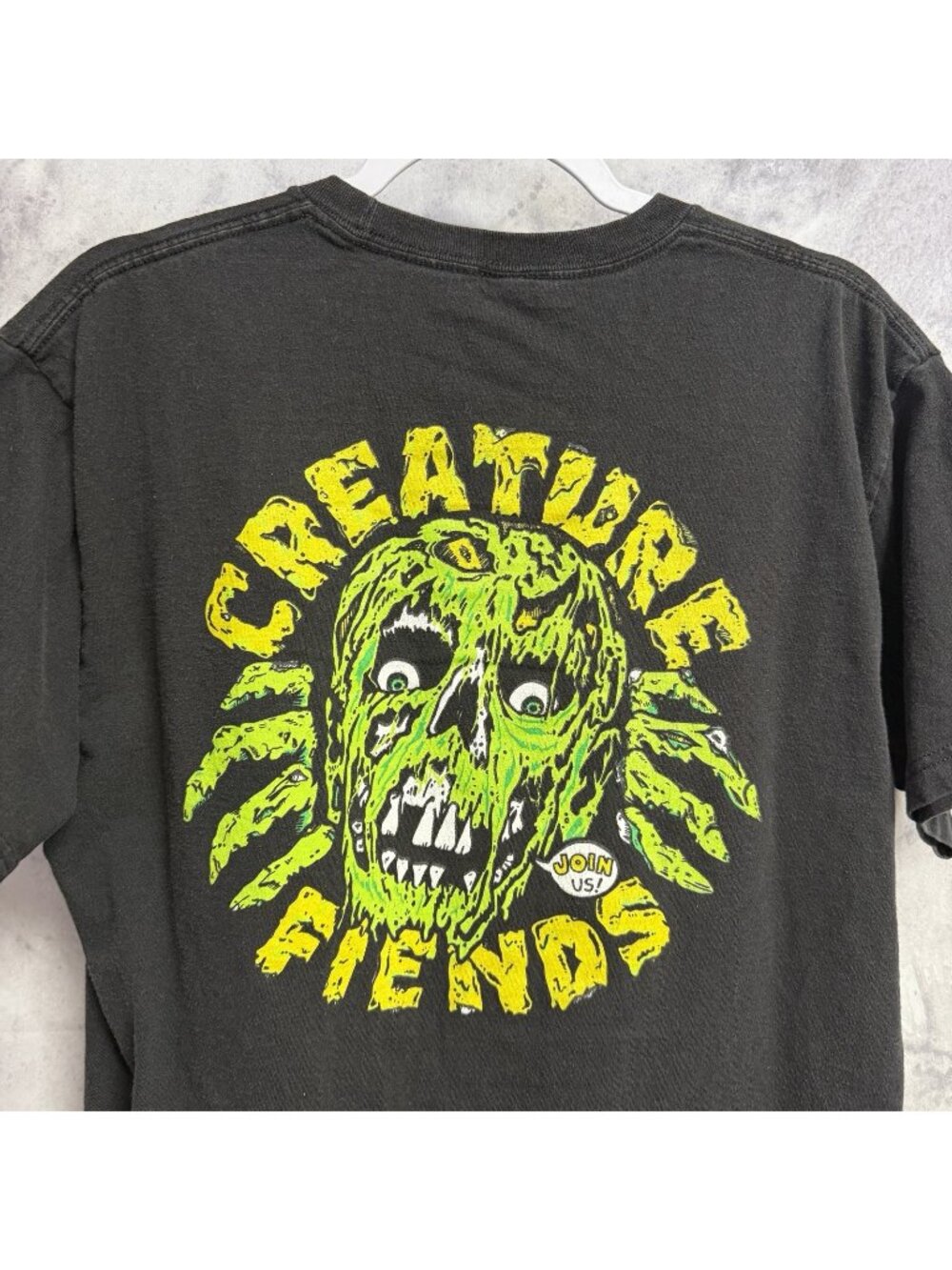 Creature Fiends Skateboard T Shirt Mens Large Black Short Sleeve Skater